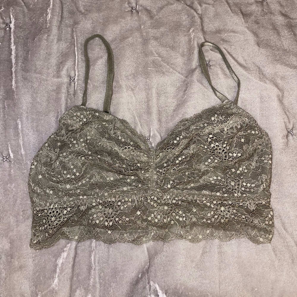 Olive green lace bralette